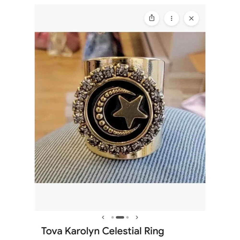 TOVA ring TOVA jewelry STAR MOON Karolyn Celestial ring NEW in bag crystals adju